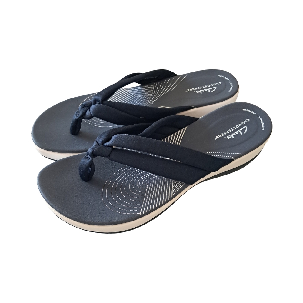 Clarks Cloudsteppers Arla Kaylie Navy Marine Women's Sandals Size 12 M New - Picture 2 of 8